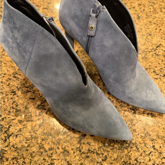 Cole Haan Chic Blue Suede Heeled Boots - Picture 2 of 8